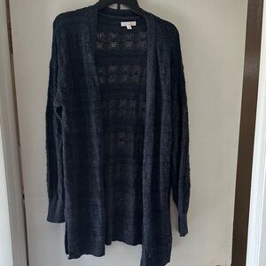 LC Lauren Conrad Charcoal Open Knit Cardigan